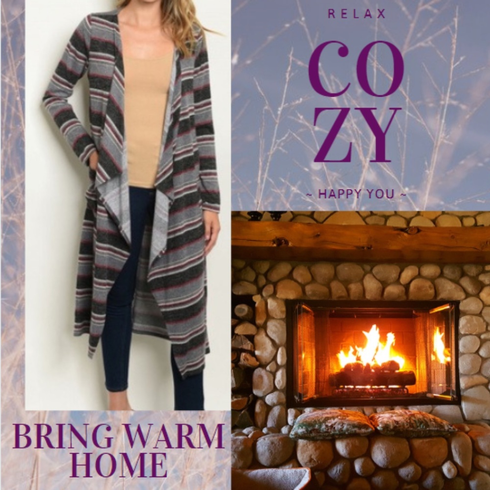 Classic Warm DUSTER / Striped Long Cardigan